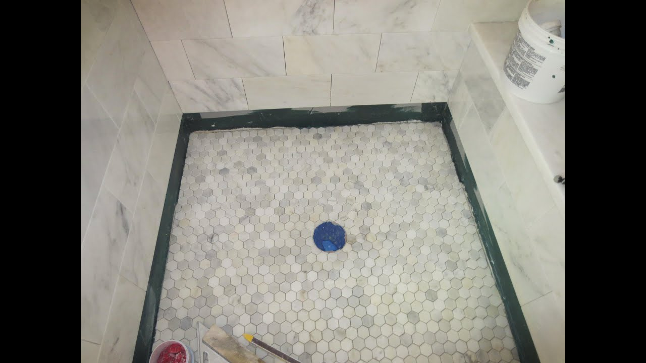 Marble Carrara Tile Bathroom Part 5 Installing The Shower Floor for measurements 1280 X 720