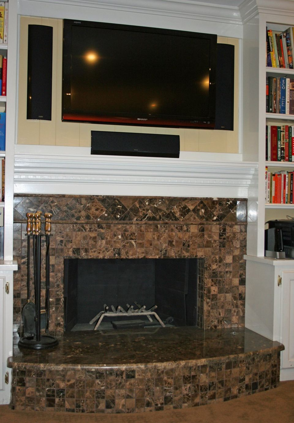 Marble Fireplace Surround Ideas Bring A Warm Gray Glass Tile within proportions 960 X 1381