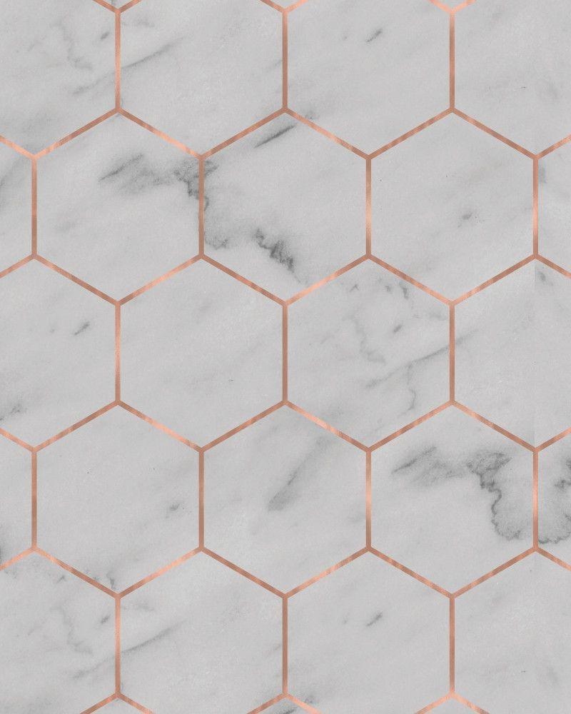 Marble Hexagon Wallpaper In 2019 Gold Wallpaper Bathroom in proportions 800 X 1000