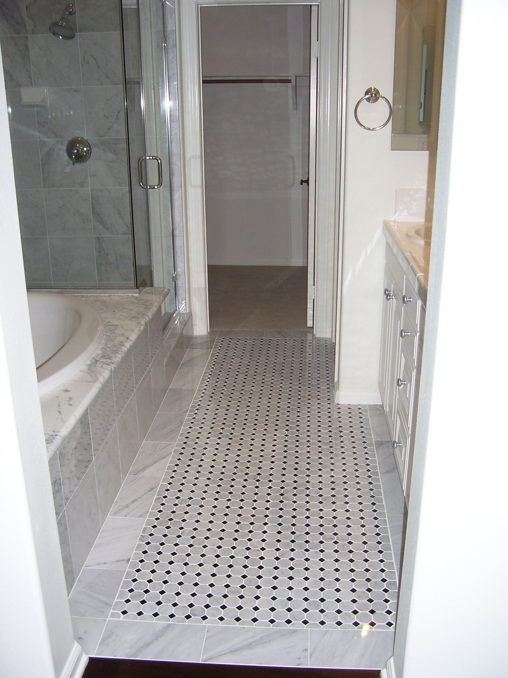 Master Bath Floor With Carrera Marble And Octagon And Dot within proportions 1932 X 2576