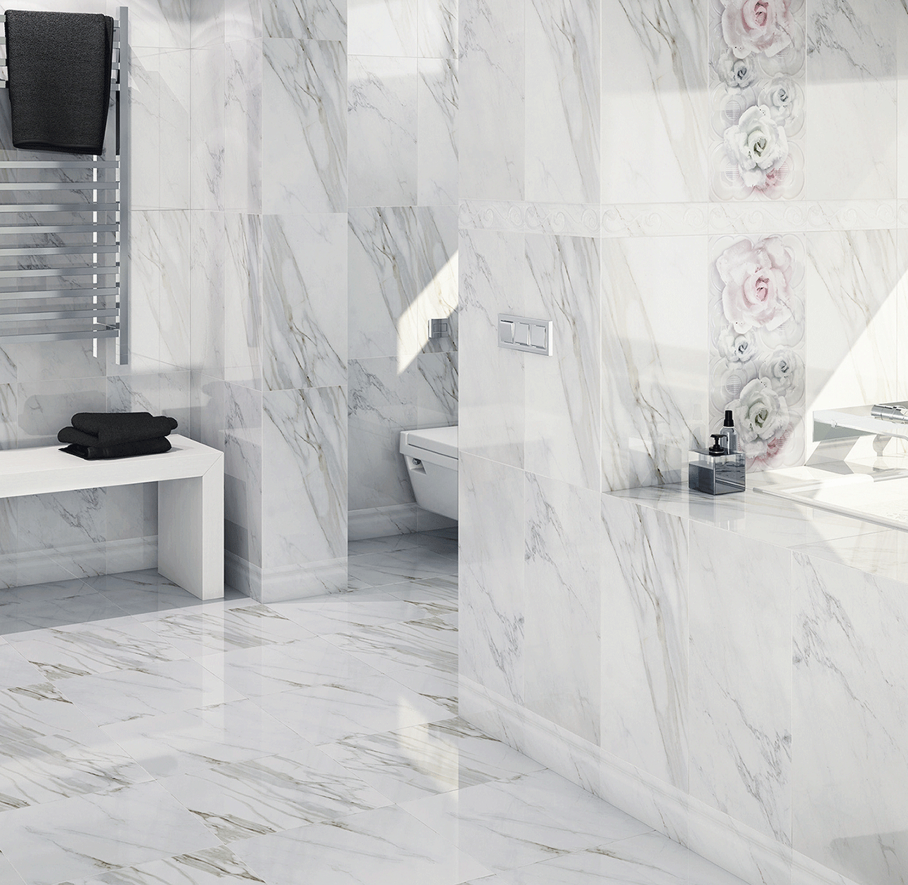 Montebello Carrara Wall Tile Wall Tiles Grey Bathroom regarding size 1292 X 1260
