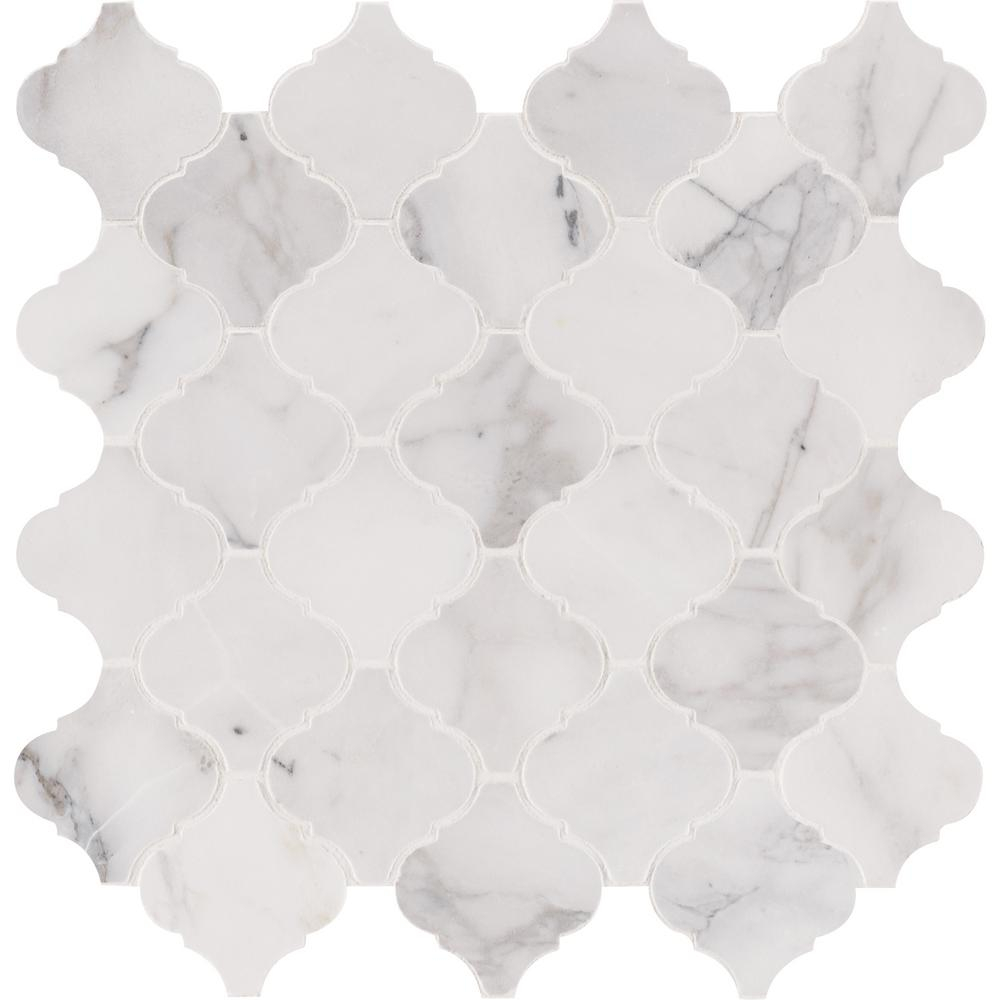 Msi Calacatta Cressa Arabesque 12 In X 12 In X 10 Mm Honed Marble Mesh Mounted Mosaic Tile 10 Sq Ft Case intended for size 1000 X 1000