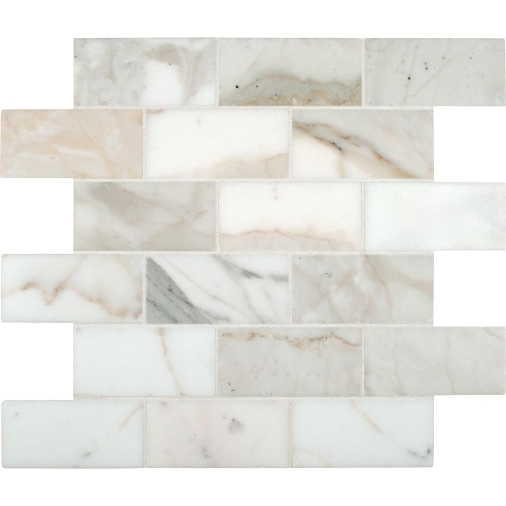 Msi Calacatta Gold 12 In X 12 In X 10 Mm Polished Marble Mesh Mounted Mosaic Tile inside sizing 1000 X 1000