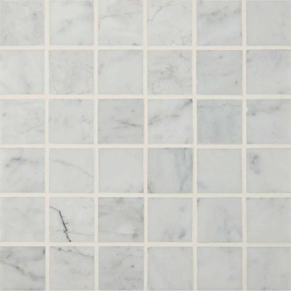 Msi Carrara White 12 In X 12 In X 10mm Polished Marble Mesh Mounted Mosaic Floor And Wall Tile 10 Sq Ft Case in sizing 1000 X 1000