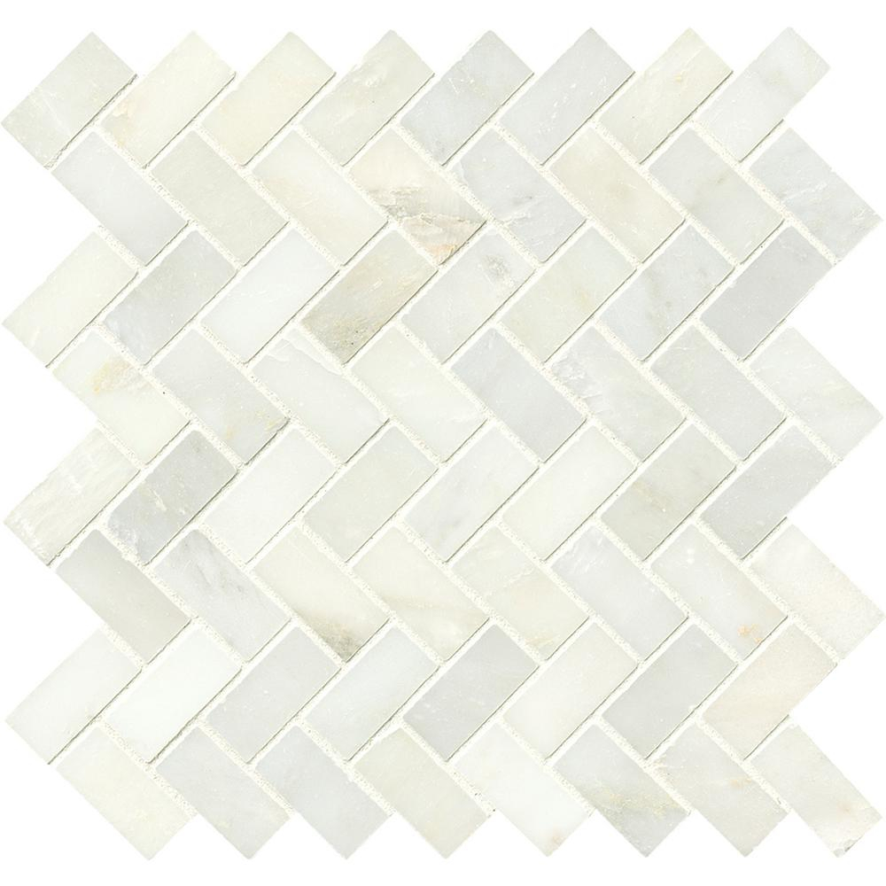 Msi Greecian White Herringbone Pattern 12 In X 12 In X 10 Mm Polished Marble Mesh Mounted Mosaic Tile 10 Sq Ft Case with regard to size 1000 X 1000