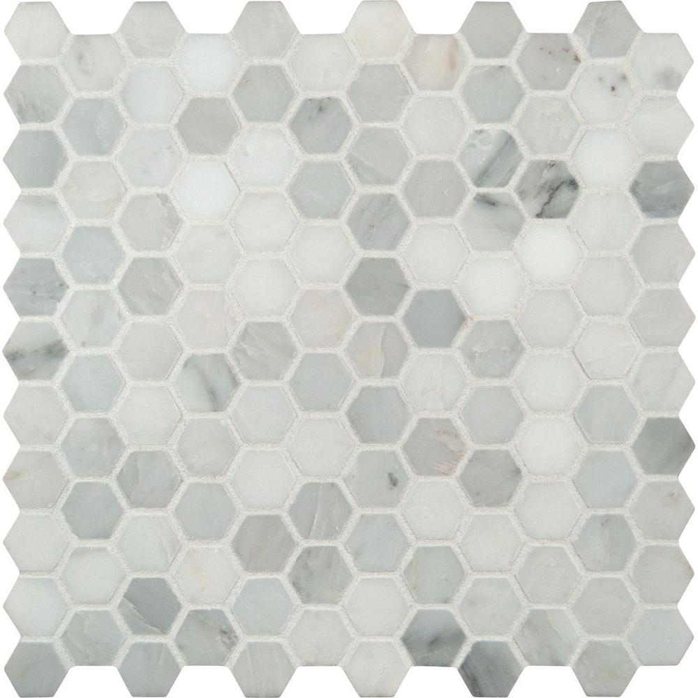 Msi Greecian White Hexagon 12 In X 12 In X 10mm Honed Marble Mesh Mounted Mosaic Tile 89 Sq Ft Case regarding proportions 1000 X 1000