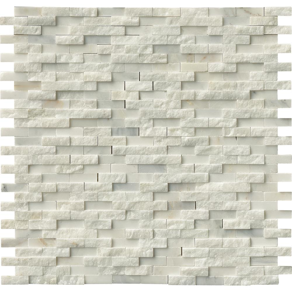 Msi Greecian White Splitface 12 In X 12 In Marble Mesh Mounted Mosaic Wall Tile intended for size 1000 X 1000