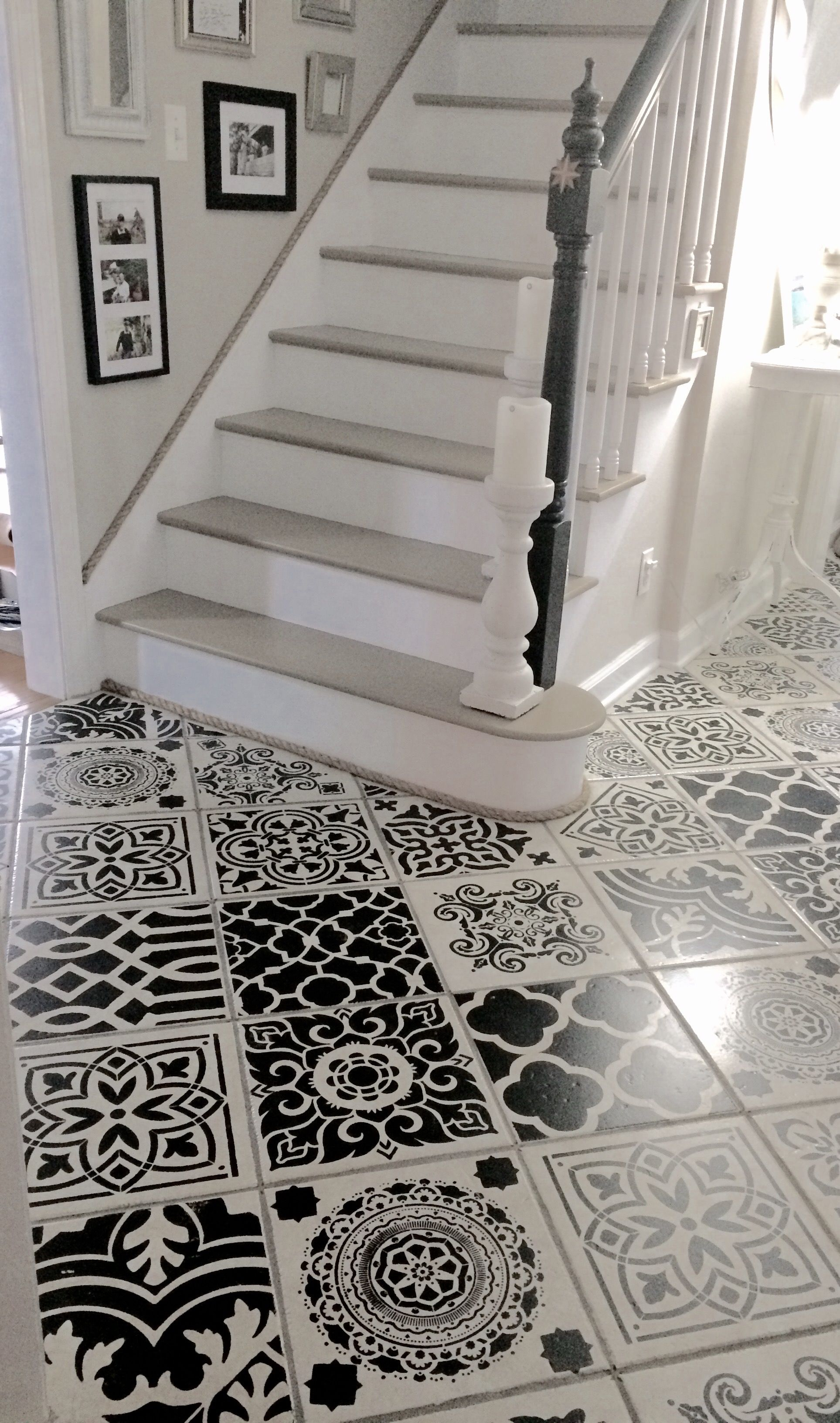 My Stenciled Entry Hall That I Painted Using Porch Paint And in measurements 1927 X 3264