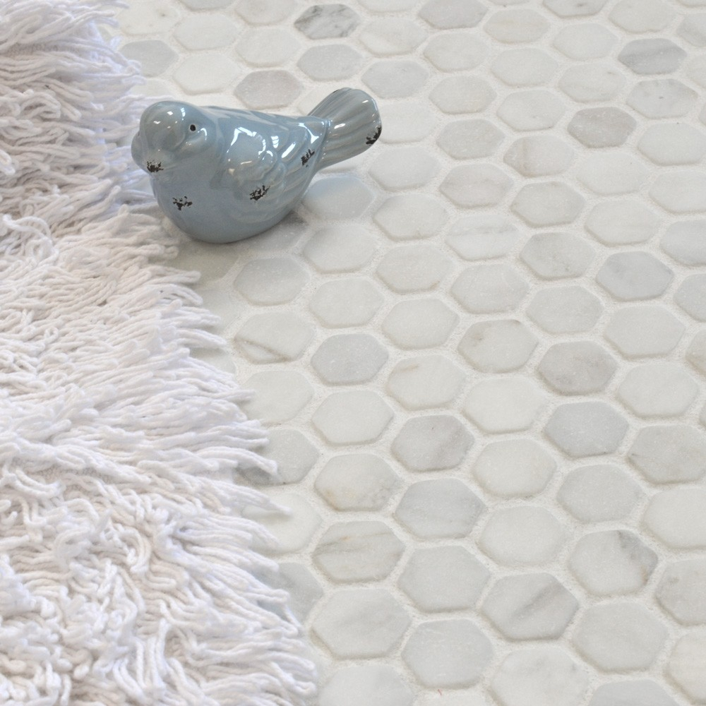 Oriental Blanco Marble Hexagon Mosaic Tiles Walls And Floors throughout measurements 1000 X 1000