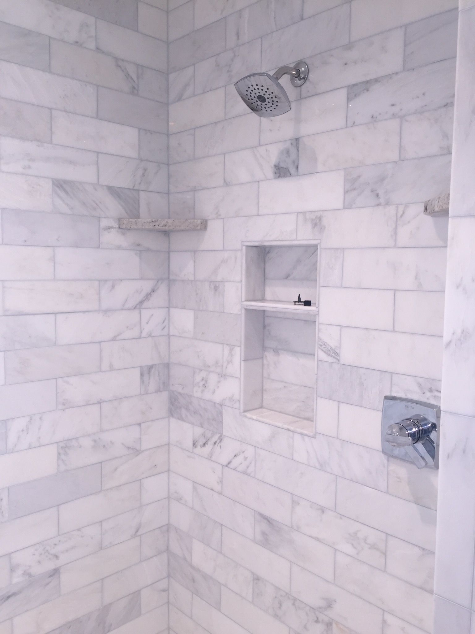 Our Shower In The Master Bathlove It 4x12 Marble Subway with size 1536 X 2048