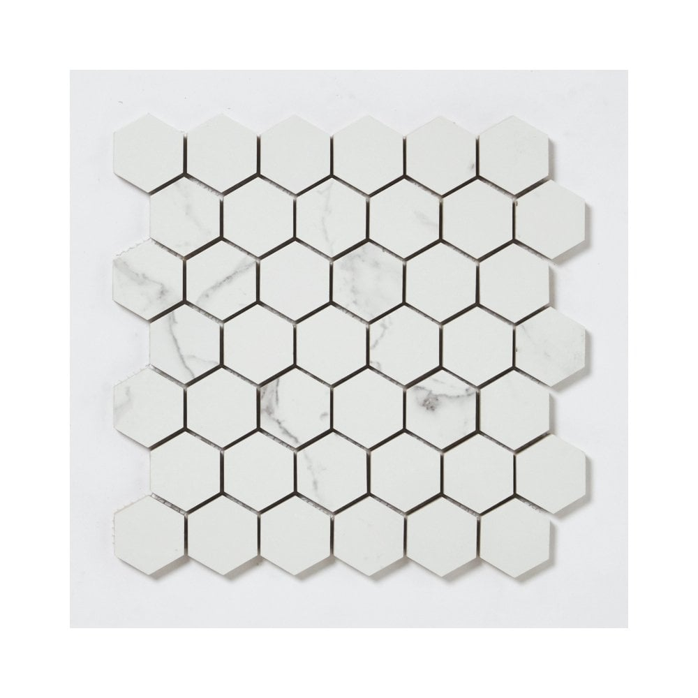 Q Marmi Statuario Hexagon Mosaic 324cm X 332cm Wall Floor Tile with size 1000 X 1000