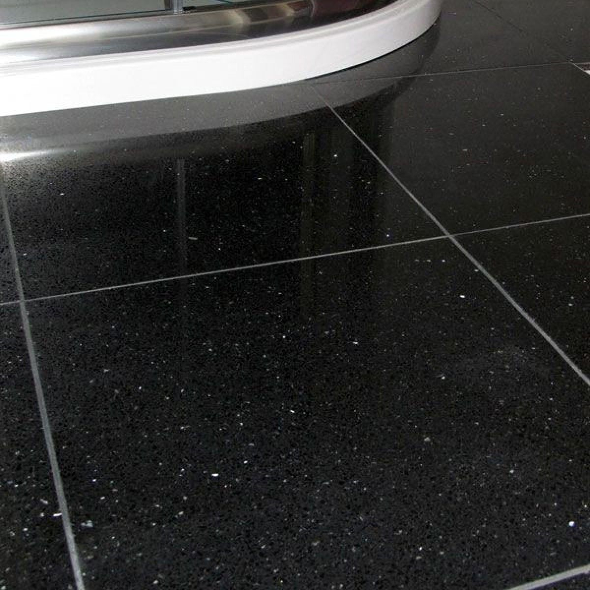 Quartz Star Stone Black 300mm X 300mm Glitter Floor intended for size 1200 X 1200