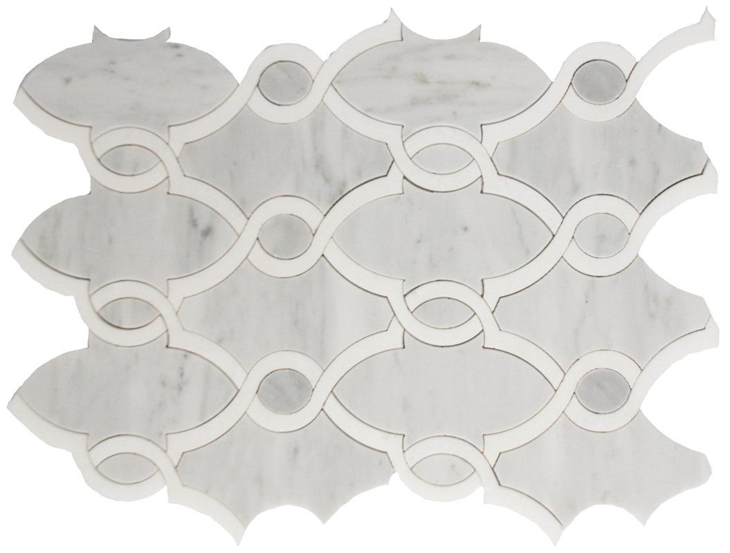 Random Sized Quartz And Carrara Marble Mosaic Tile In White regarding proportions 1055 X 800