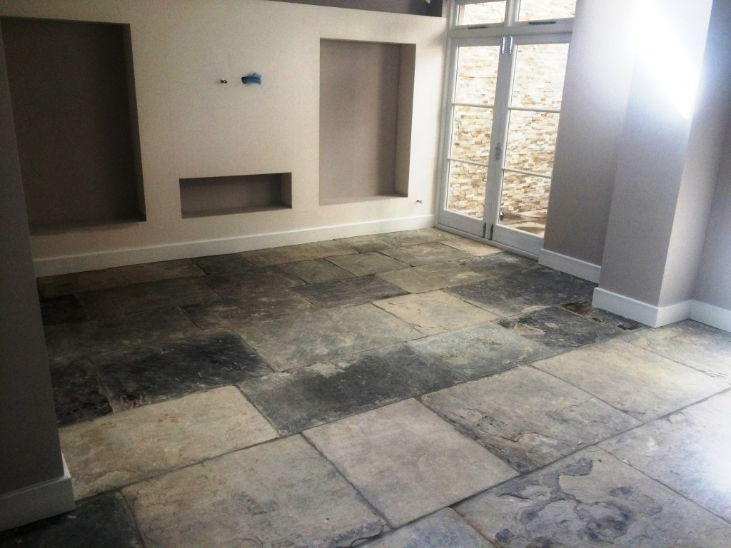 Restoration Of An Extremely Dirty Yorkstone Tiled Floor In in size 1024 X 768