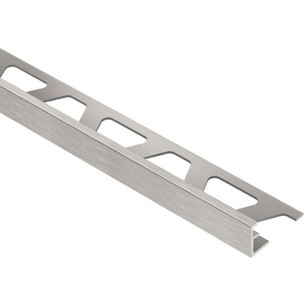 Schluter Jolly Brushed Nickel Anodized Aluminum 38 In X 8 Ft 2 12 In Metal Tile Edging Trim within proportions 1000 X 1000