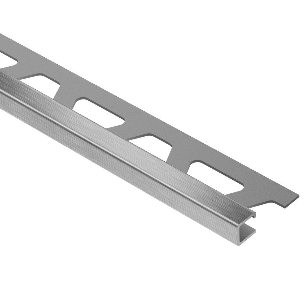 Schluter Quadec Brushed Stainless Steel 516 In X 8 Ft 2 12 In Metal Square Edge Tile Edging Trim pertaining to proportions 1000 X 1000