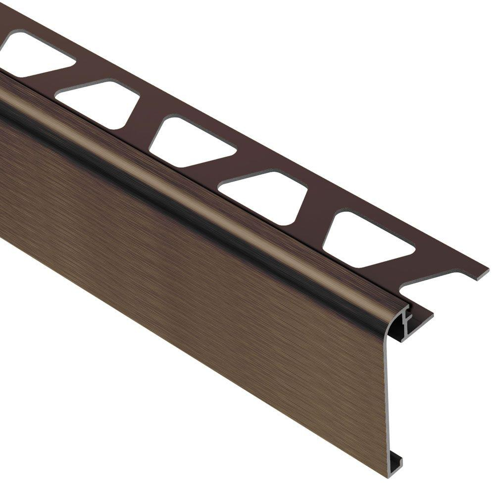 Schluter Rondec Step Brushed Antique Bronze Anodized Aluminum 12 In X 8 Ft 2 12 In Metal Tile Edging Trim inside sizing 1000 X 1000