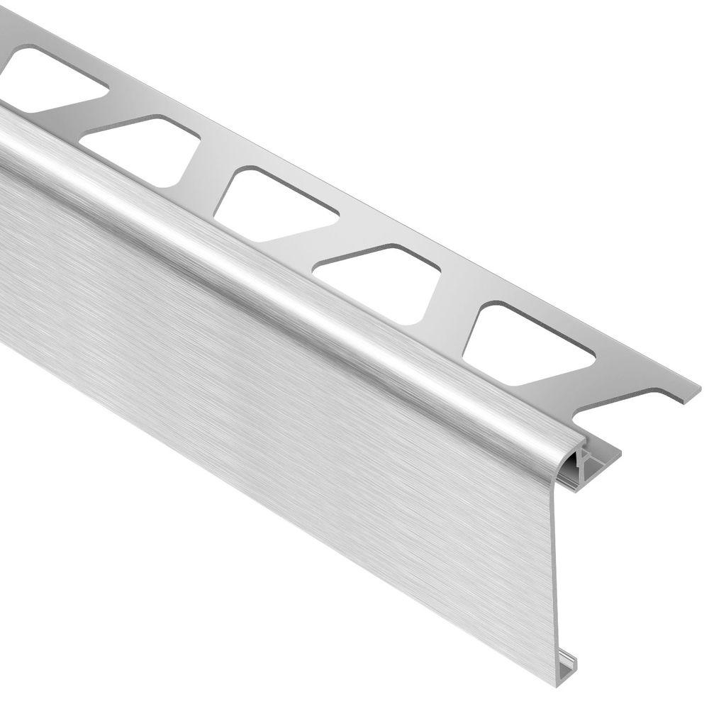 Schluter Rondec Step Brushed Chrome Anodized Aluminum 12 In X 8 Ft 2 12 In Metal Tile Edging Trim with regard to dimensions 1000 X 1000