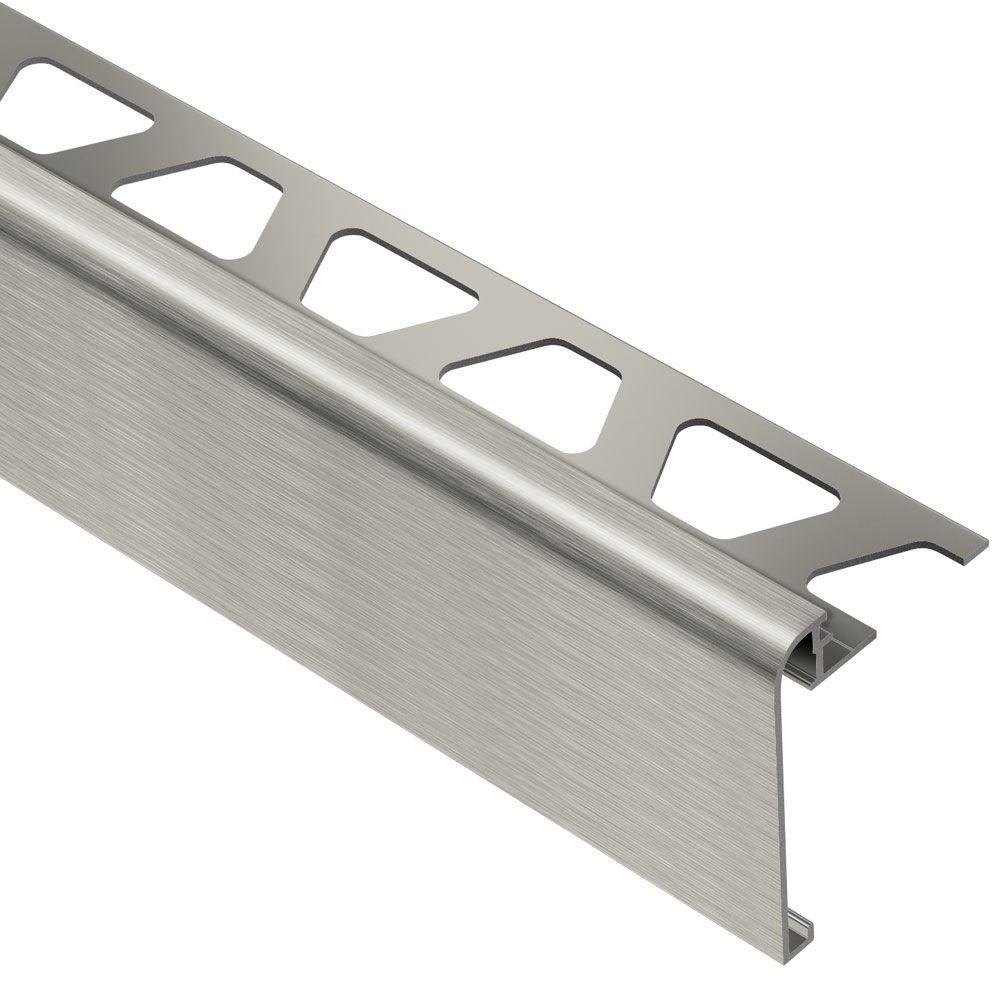Schluter Rondec Step Brushed Nickel Anodized Aluminum 12 In X 8 Ft 2 12 In Metal Tile Edging Trim pertaining to sizing 1000 X 1000