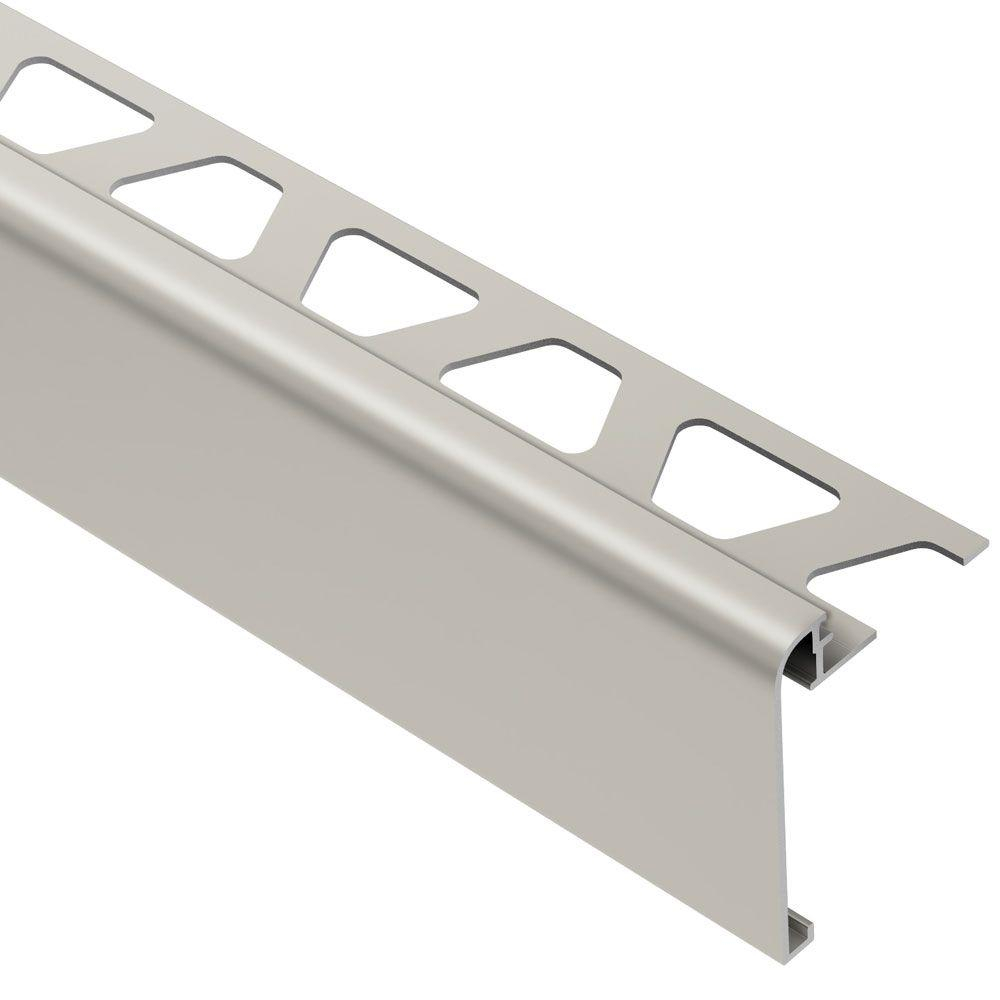 Schluter Rondec Step Satin Nickel Anodized Aluminum 38 In X 8 Ft 2 12 In Metal Tile Edging Trim with regard to dimensions 1000 X 1000
