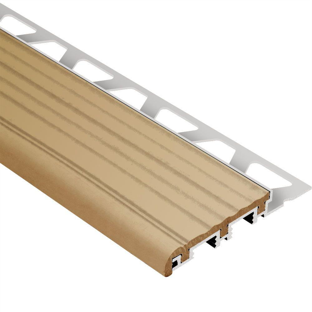 Schluter Trep B Aluminum With Light Beige Insert 12 In X 8 Ft 2 12 In Metal Stair Nose Tile Edging Trim with regard to proportions 1000 X 1000