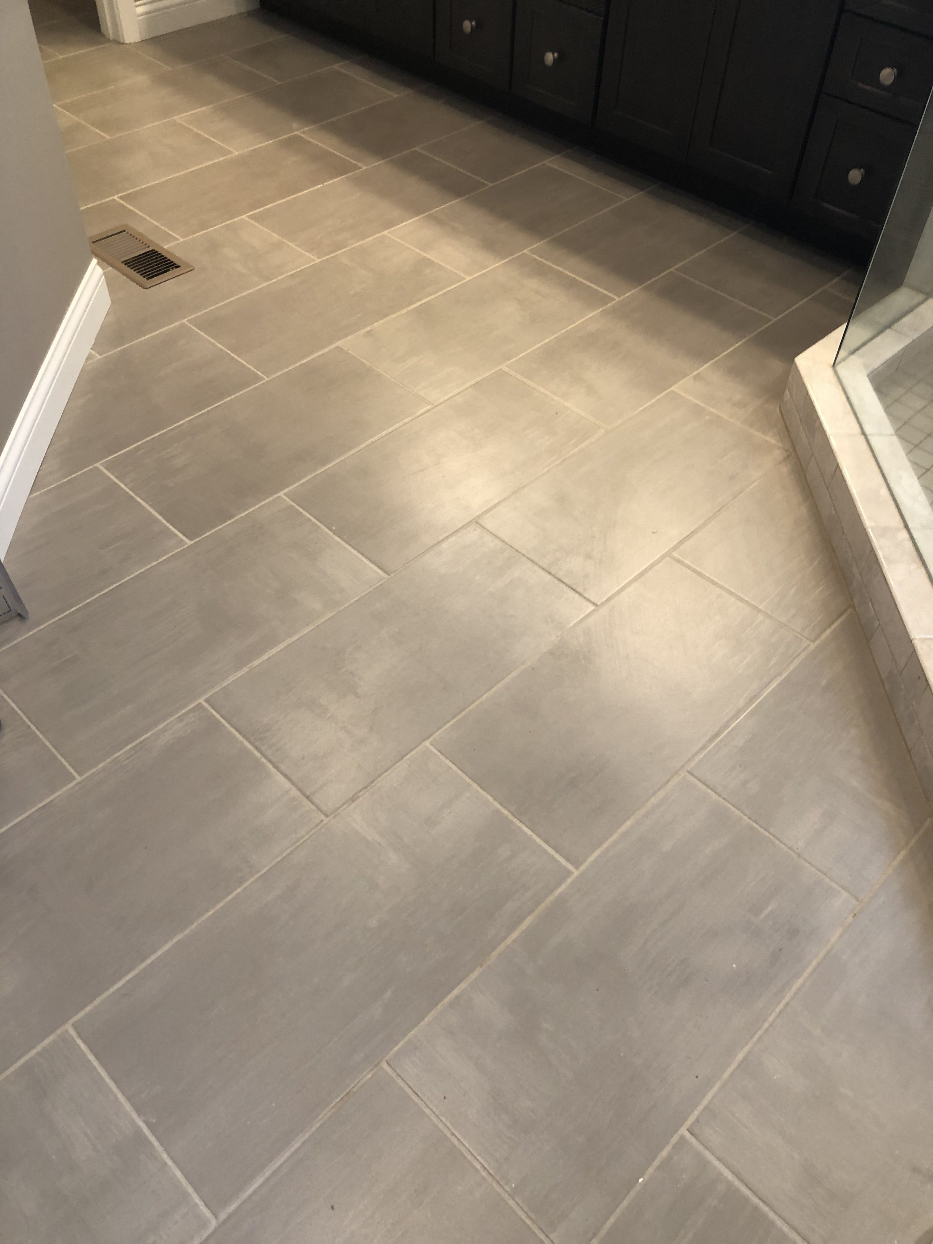 Skybridge 12x24 Gray Floor Tile Installed Brick Joint In regarding sizing 3024 X 4032