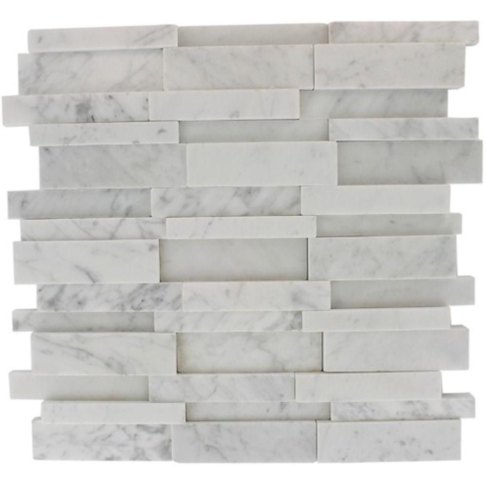 Splashback Tile Dimension 3d Brick White Carrera Stone 12 In regarding dimensions 1000 X 1000