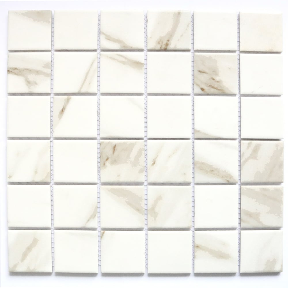 Square Calacatta Matt 48cm X 48cm Mosaic Tile within proportions 1000 X 1000