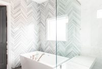 Stunning Master Bathroom W Marble Chevron Tile Wall W in measurements 3946 X 4932