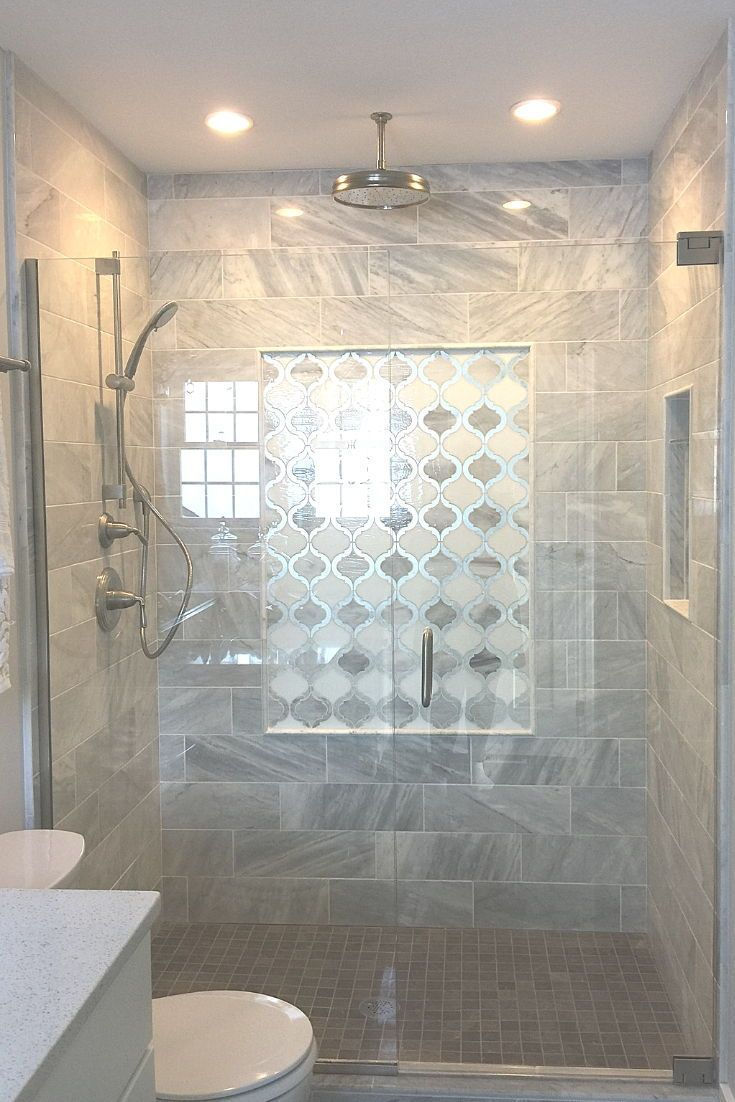 Stunning Walk In Shower With Marble And Mirror Mosaic Tile in measurements 735 X 1102