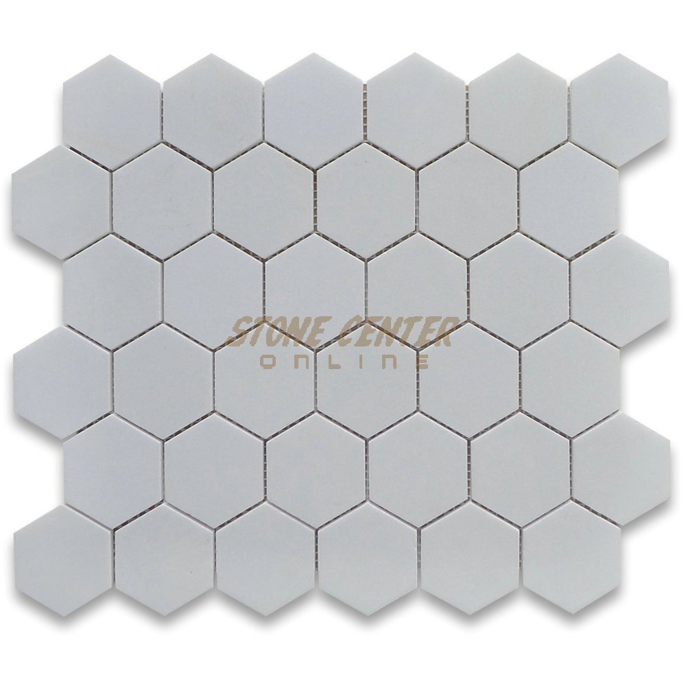 Thassos White 2 Inch Hexagon Mosaic Tile Polished Marble intended for dimensions 1000 X 1000