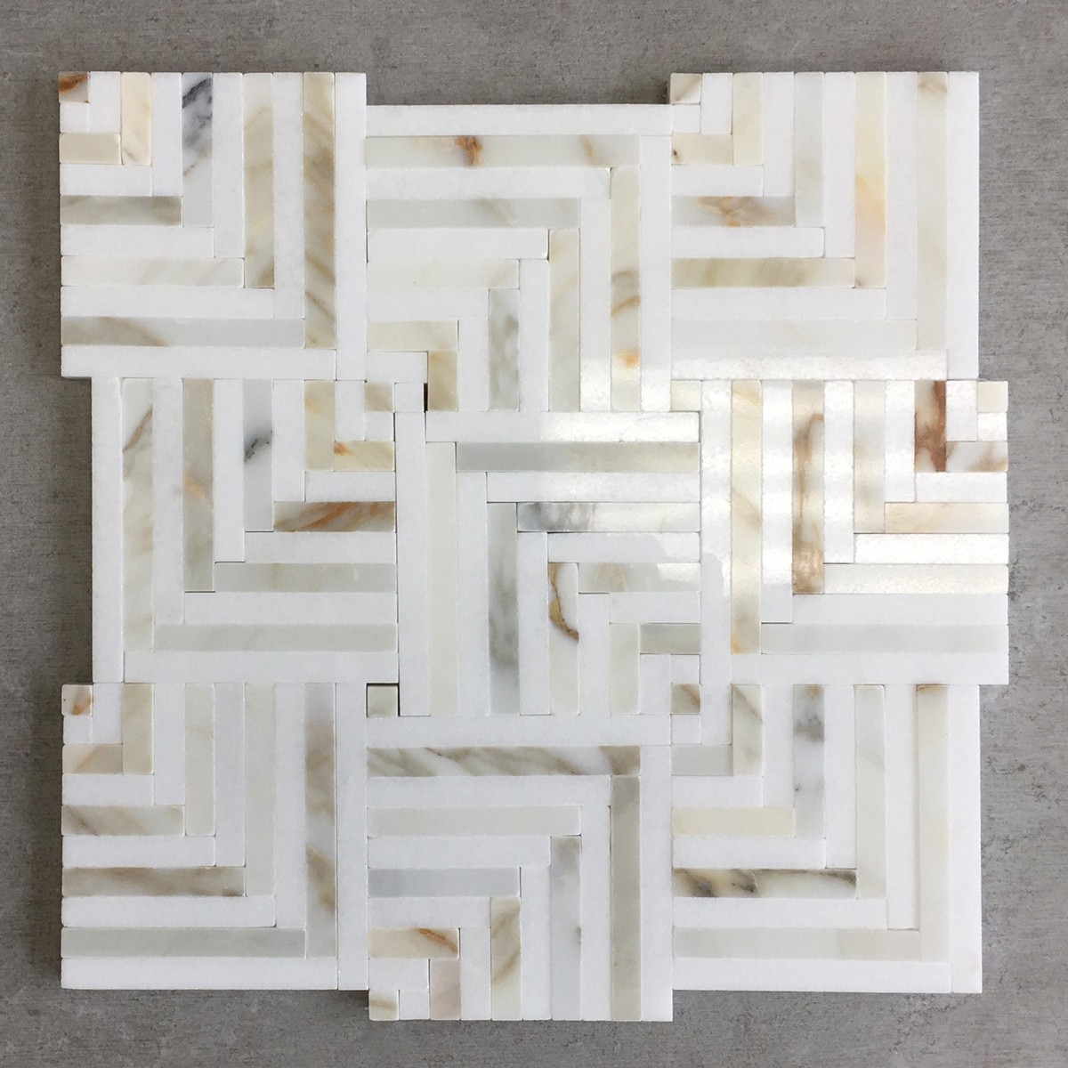 Thassos White Calacatta Gold Polished Marble Mosaic Tile for size 1200 X 1200