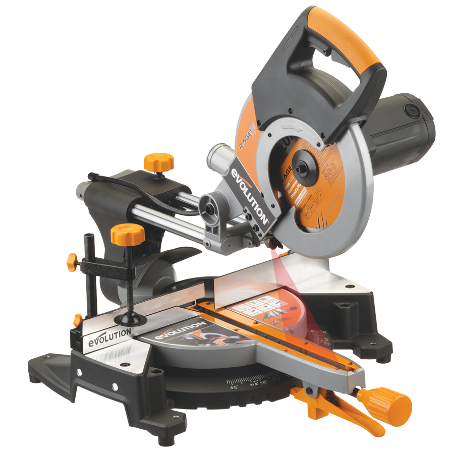 The Evolution Rage3 Multipurpose 255mm Sliding Mitre Saw regarding size 900 X 900