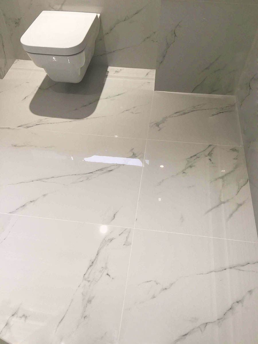 The Finish Bathroom Floor Featuring Pure White Carrara pertaining to size 900 X 1200