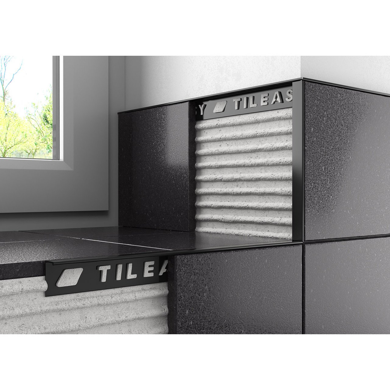 Tileasy 10mm Black Square Edge Metal Tile Trim Bat10 in proportions 1280 X 1280