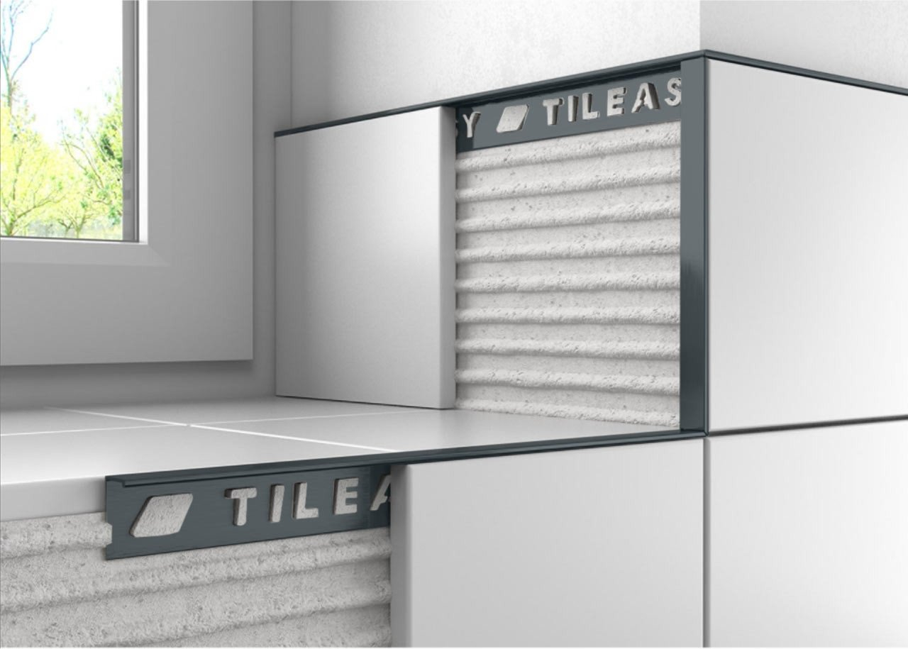 Tileasy 10mm Cobalt Grey Square Edge Metal Tile Trim Cgat10 in measurements 1280 X 915