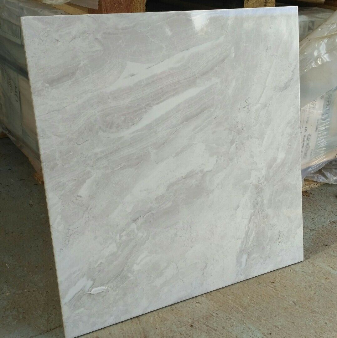 Tiles Joblot 76 Greywhite Marble Effect Polished Porcelain Tiles 60x60 25m2 in dimensions 1076 X 1080