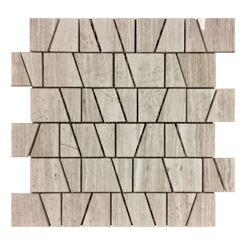 Trapezoid Wooden White Marble Polished Mosaic In 2019 pertaining to size 1000 X 1000