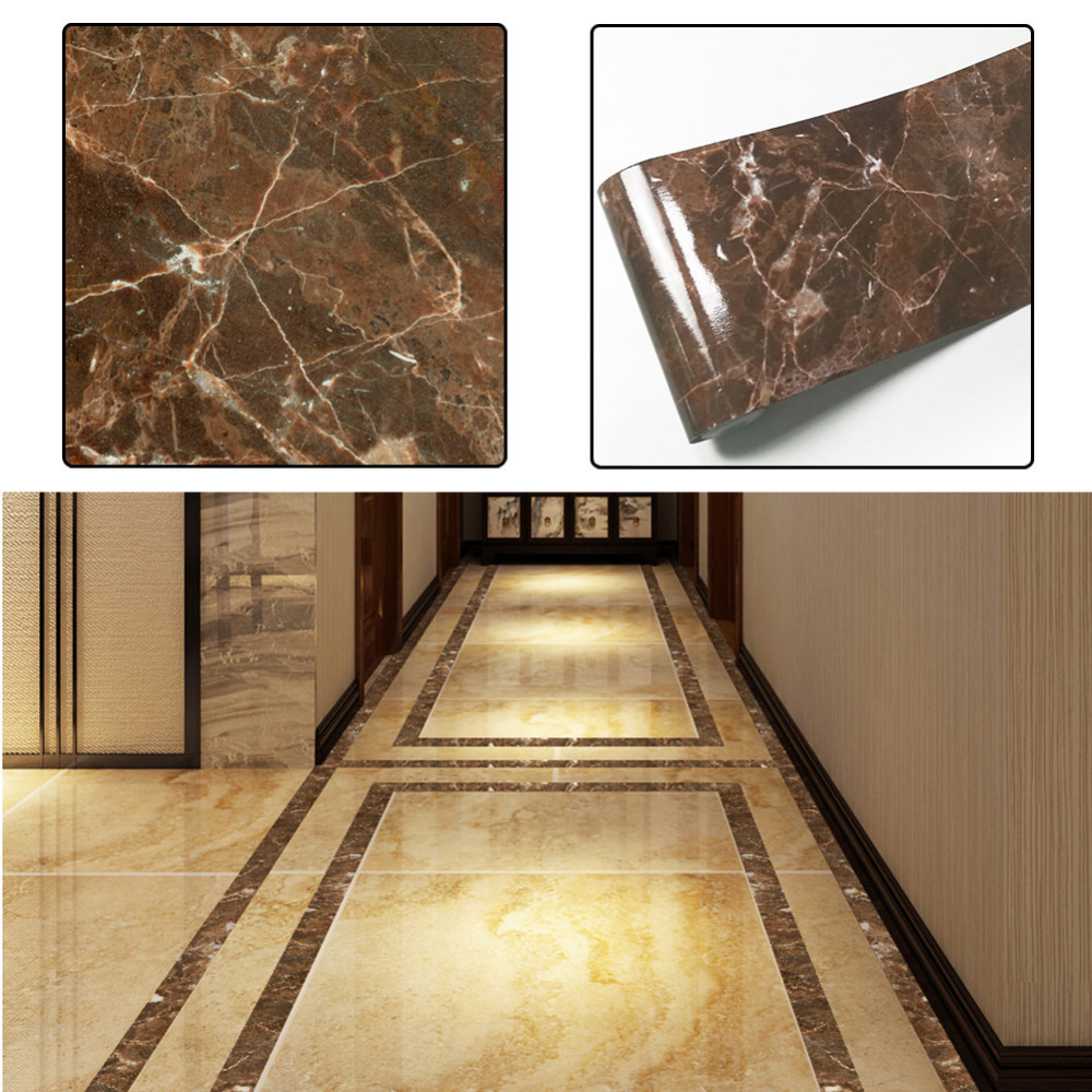 Us 345 20 Offbrown Marble Pattern Diy Tile Sticker High End Floor Tile Decorative Line Stickers Flooring Tile Wall Sticker 51020500cm In Wall throughout sizing 1000 X 1000