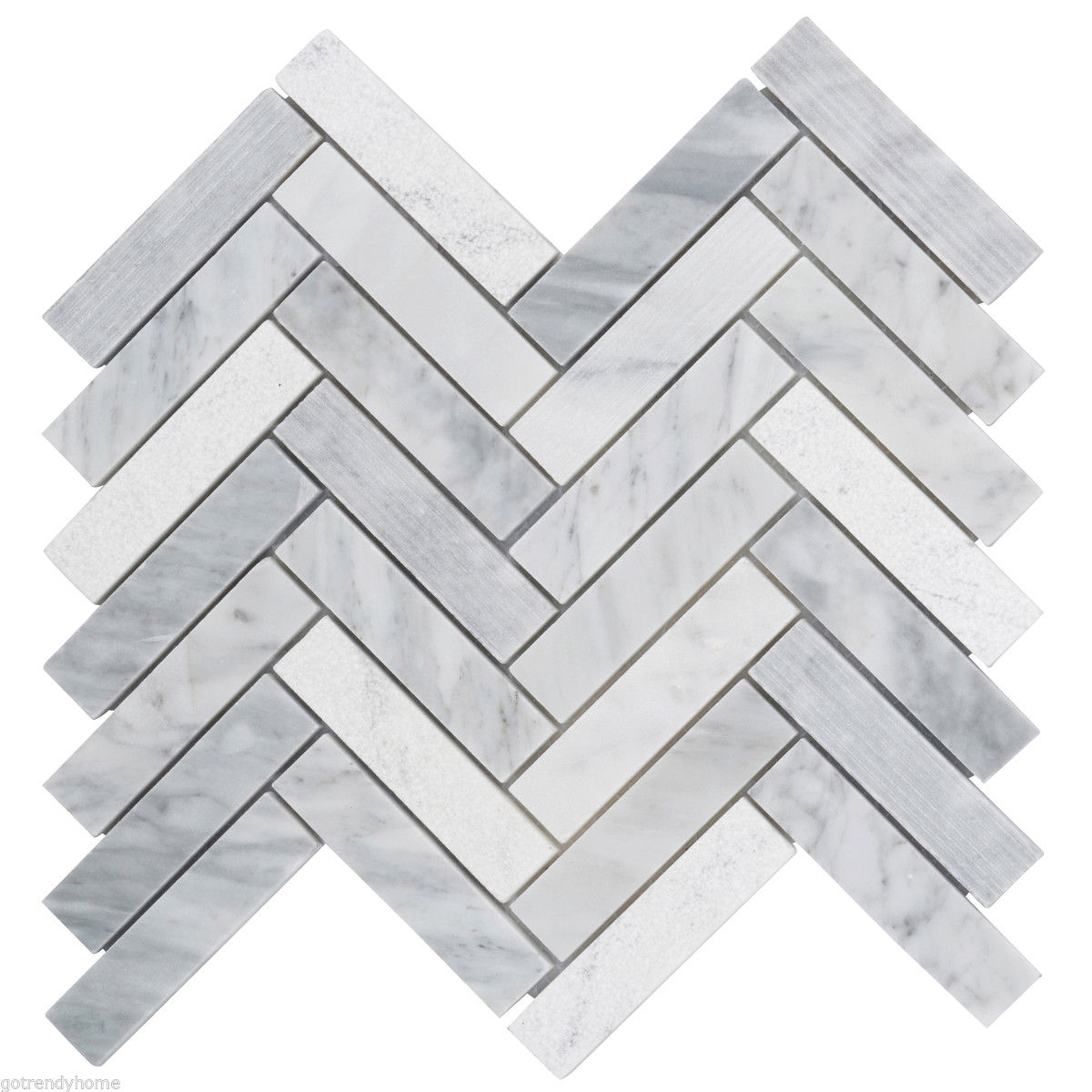 White Carrara Marble Stone Mosaic Tile Textured Herringbone Kitchen Backsplash pertaining to measurements 1200 X 1200