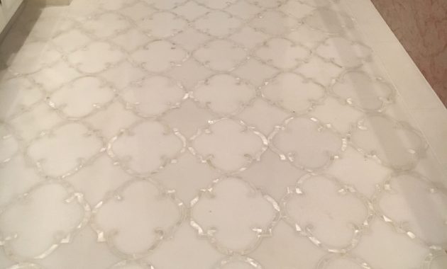 White Marble With Mother Of Pearl Detail Bathroom Floor In inside measurements 3024 X 4032